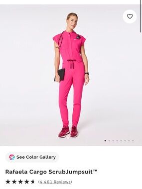 FIGS Rafaela Cargo Scrub Jumpsuit — Shocking Pink